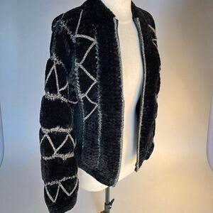 VTG Rumi Design Chenille Jacket S-M Geometric Art Deco Boutique Made In Canada